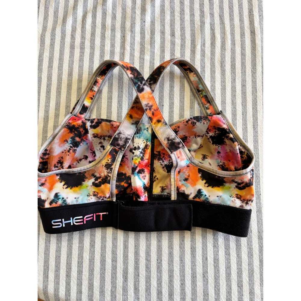 Shefit High Impact Size Small Orange Tie-Dye Print Custom Fit Sports Bra - Picture 6 of 10